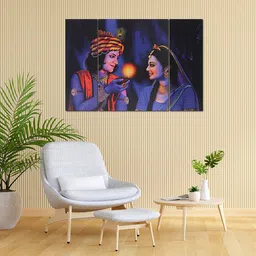 Kuber Industries Blue & Yellow 3 Piece Wood Religious Wall Paintings-image-27