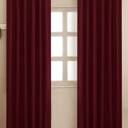 HOMEMONDE Maroon 2 Pieces Black Out Door Curtains-image-29