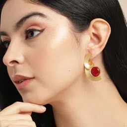 Anouk Gold-Plated Contemporary Shaped Artificial Stones Studs-37