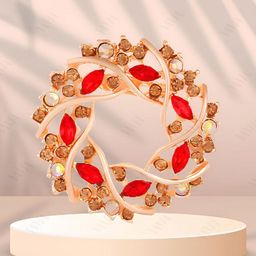 VAMA Crystal Stone Studded Floral Brooch Pin-image-55