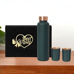 INTERNATIONAL GIFT Green Set of 3 Copper Solid Water Bottle-19