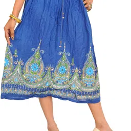Exotic India Floral Printed With Embellished Midi Skirt-image-41