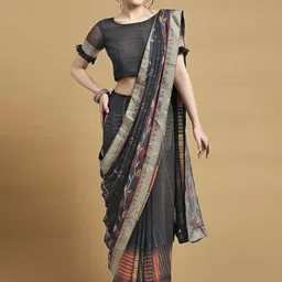 DIVASTRI Zari Pure Chiffon Saree image 5