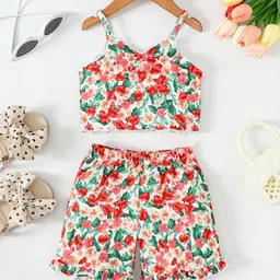 YK Girls Printed Sleeveless Top With Shorts-image-60
