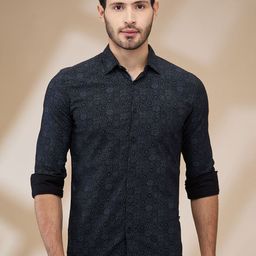 Parx Men Spread Collar Floral Printed Cotton Slim Fit Casual Shirt-picture-39