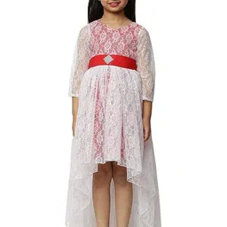 Shahina Fashion Girls Self Design High-Low Hem Fit and Flare Dresses-image-46