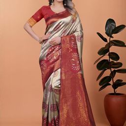 KALINI Ethnic Motifs Art Silk Banarasi Saree-image-18
