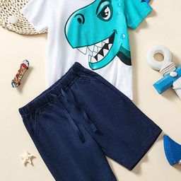 LULU & SKY Infants Printed Pure Cotton T-Shirt With Short-image-35