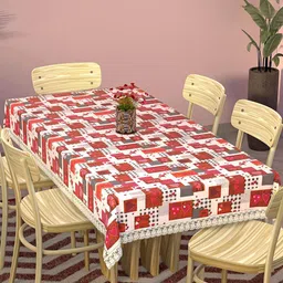 Kuber Industries Cream & Pink Printed 6-Seater Rectangular Table Cover-picture-11