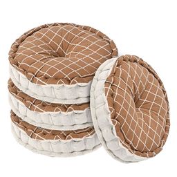 Kuber Industries Set Of 4 Brown Printed Sitting Chair Cushion Pads-0