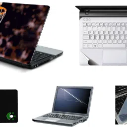 Mitram 5in1 Laptop Accessories Combo 15.6 Inch Basketball laptop Skins Stickers, Screen Guard, Key Guard, Mouse Pad and Palmrest Skin for HP-DELL-Lenovo-Asus-Acer Laptops || Notebooks Combo Set-22