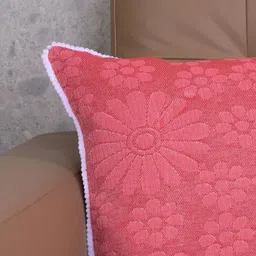 Saral Home Rust Set of 3 Floral Square Cushion Covers-52