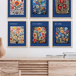 Kotart Green & White 6 Pieces Wooden Ethnic Motifs Floral and Botanical Printed Wall Arts-image-3