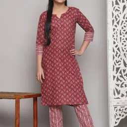 JULEE Girls Floral Printed Regular Kurta with Trousers-image-25