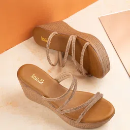 Inc 5 Striped Western Embellished Party High-Top Wedge Sandals-6