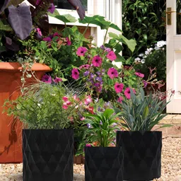 Metalsmith 3-Pcs Black Textured Metal Planters-16