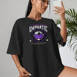 SZN Women Graphic Printed Drop-Shoulder Sleeves Cotton T-shirt-picture-5