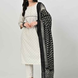 BAESD Geometric Embroidered Round Neck Straight Kurta With Trousers & Dupatta-picture-30