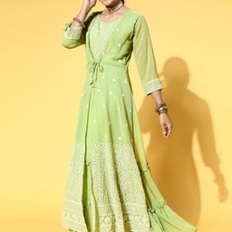 Sangria Sequins Embroidered A-Line Party Wear Ethnic Dress-picture-10