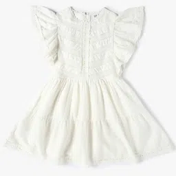 GAP Girls Self Design Round Neck Fit & Flare Dress with Lace Trim-picture-11