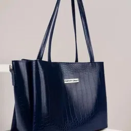 FORTIFY CRAFT Textured PU Shopper Tote Bag-53