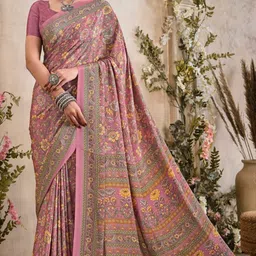 Reboot Fashions Floral Pure Crepe Saree-image-79