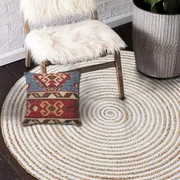 Handmakers White Braided Jute Round Floor Mat-49