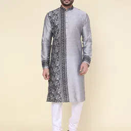 W & G Men Ethnic Motifs Printed Regular Kurta with Churidar-image-65