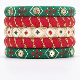 Taasha Craft Set Of 5 Threaded & Sequined Bangles image 5