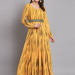 Krunal Raiyani Floral Print Crepe Fit & Flare Maxi Dress-picture-25