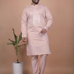 Ethnico by laxmi Men Embroidered Regular Kurta with Pyjamas-picture-11