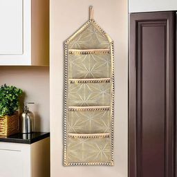 Kuber Industries Gold-Toned & Grey Printed Wall Hanging 3 Pockets Multi-Utility Organisers-25
