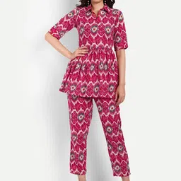 BAESD Printed Jaipuri Pure Cotton Top With Trouser Co-Ords-image-7