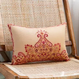 Khaabka Nude-Coloured & Maroon Ethnic Motifs Rectangle Cushion Covers-image-37