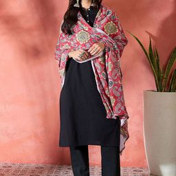 InWeave Women Ethnic Motifs Printed Velvet Shawl-image-42