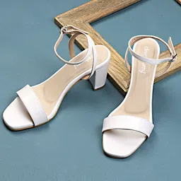 DressBerry Striped PU Block Sandals with Buckles-4