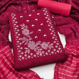 RUDRAA FAB Ethnic Motifs Zari Embroidered Unstitched Dress Material-picture-48