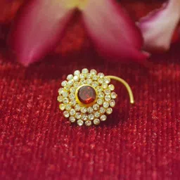 SHREEVARAM Rhodium-Plated Cubic Zirconia Ring Nosepin-picture-23