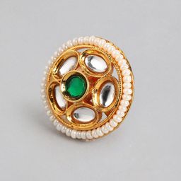 Anouk Gold-Plated Artificial Stones Studded Circular Shaped Studs image 3