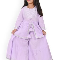 GIANNA Girls Yoke Design Regular Gotta Patti Kurta with Sharara-picture-28