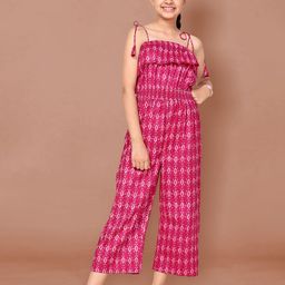 YK Girls Off-Shoulder Printed Basic Jumpsuit-image-63