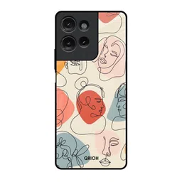 QRIOH Abstract Faces Printed Motorola G75 5G Impact Resistant Back Case-image-5