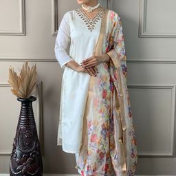 Anouk Women Embroidered Regular Kurti with Trousers & With Dupatta image 3