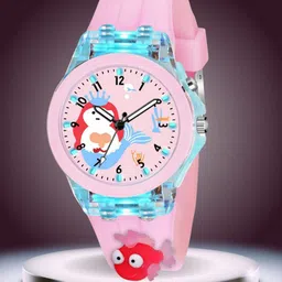 ON TIME OCTUS Girls Printed Dial & 3D Straps Analogue Watch KD-030 PINK FISH-34