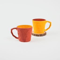 Storepedia Red & Yellow Handcrafted Textured Ceramic Matte Cups Set of Cups and Mugs image 4