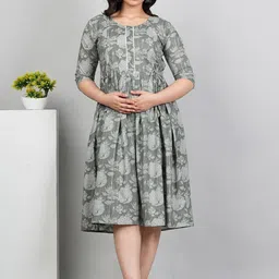 HETSA Women Floral Printed Mirror Work Floral Maternity Anarkali Kurta-picture-51
