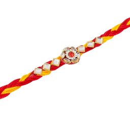 Anouk Set Of 6 Kundan Studded ThreadRakhi With Roli Chawal Chandan & Mishri image 2