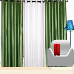 270 cm (9 ft) Polyester Semi Transparent Long Door Curtain (Pack Of 3) (Solid, Multicolor)-image-52