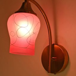 SOMIL Pink & White Printed Glass Cylinder Shaped Wall Lamp-24