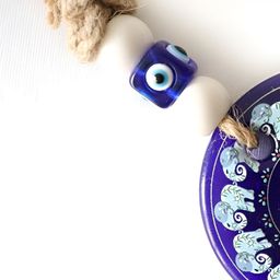 The Spiritual Living Blue & White Printed Elephant Evil Eye Spiritual Wall Decor Hangings-41